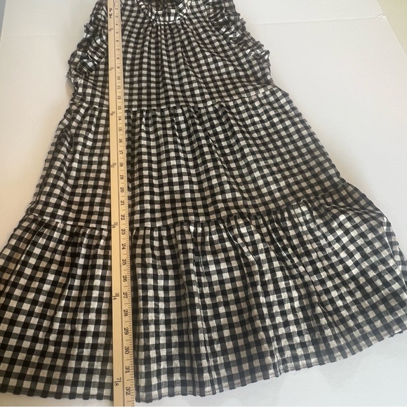 MAEVE by Anthropologie Gingham Tiered Dress XS|Black White|Ruffle Prairie - Picture 10 of 12